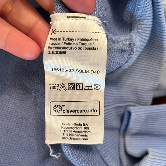 SCOTCH & SODA Dip Dye Blue Sweatshirt Organic Palm Tree Embroidery - Picture 9 of 9